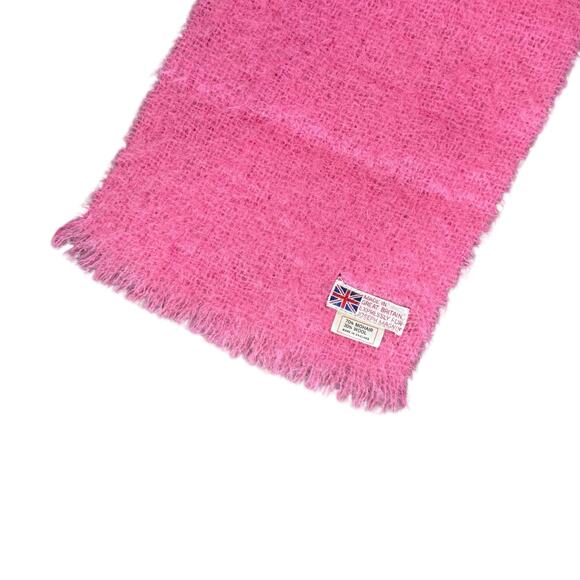 Vintage Joesph Magnin Chunky Bubblegum Pink Mohair Wool Scarf Shawl Wrap England - Picture 6 of 7